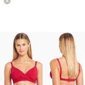 Sea Level Essentials DD/E Cross Front Bikini Top & High Waist Bikini Bottoms.